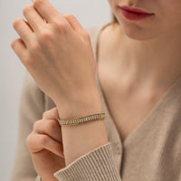 Wide Double-Row Crystal Tennis Bracelet - view 4
