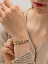 Wide Double-Row Crystal Tennis Bracelet - view 4