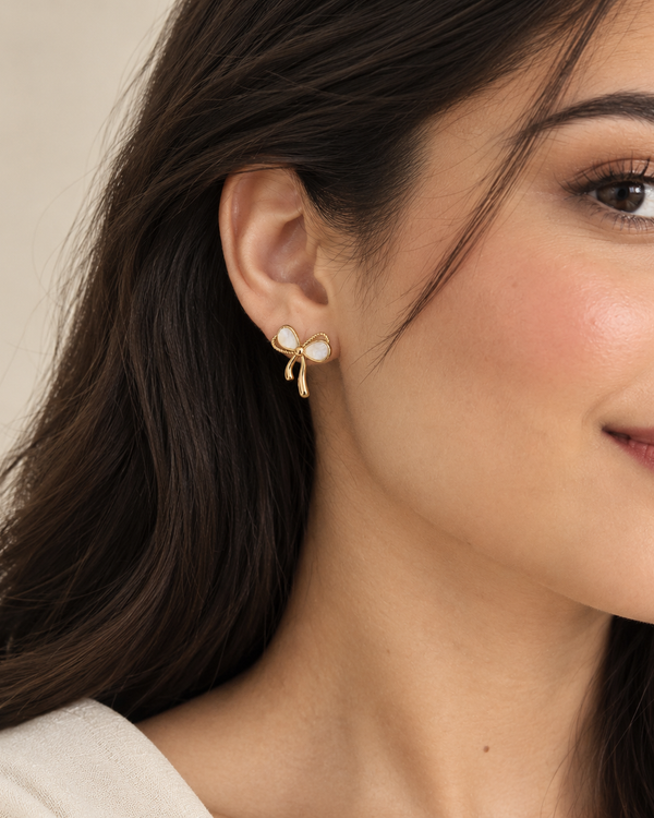 Mother of Pearl Bow Stud Earrings