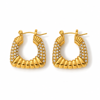 Pavé Crystal Square Hoop Earrings - view 1