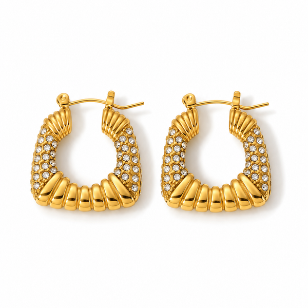 Pavé Crystal Square Hoop Earrings