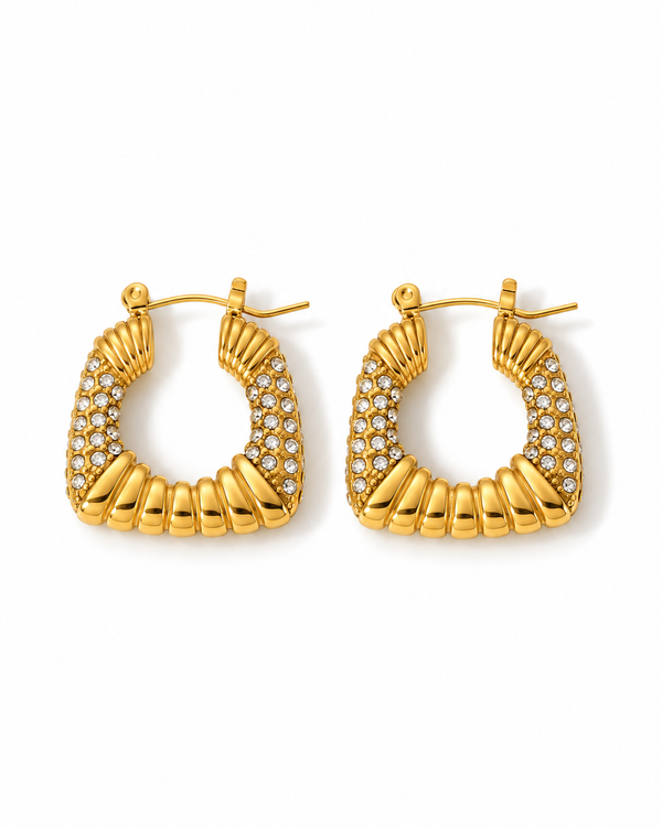 Pavé Crystal Square Hoop Earrings