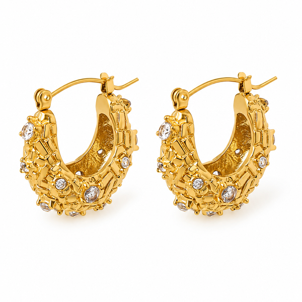 Woven Crystal Hoop Earrings