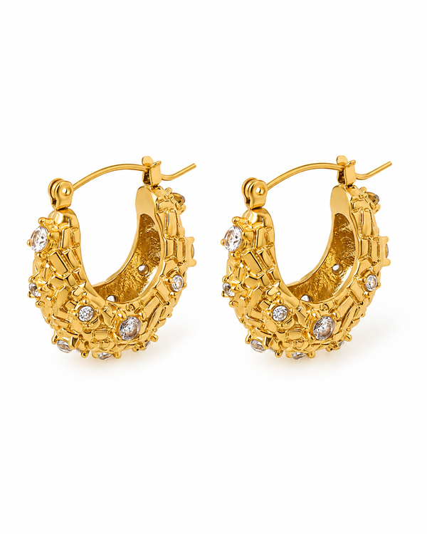 Woven Crystal Hoop Earrings
