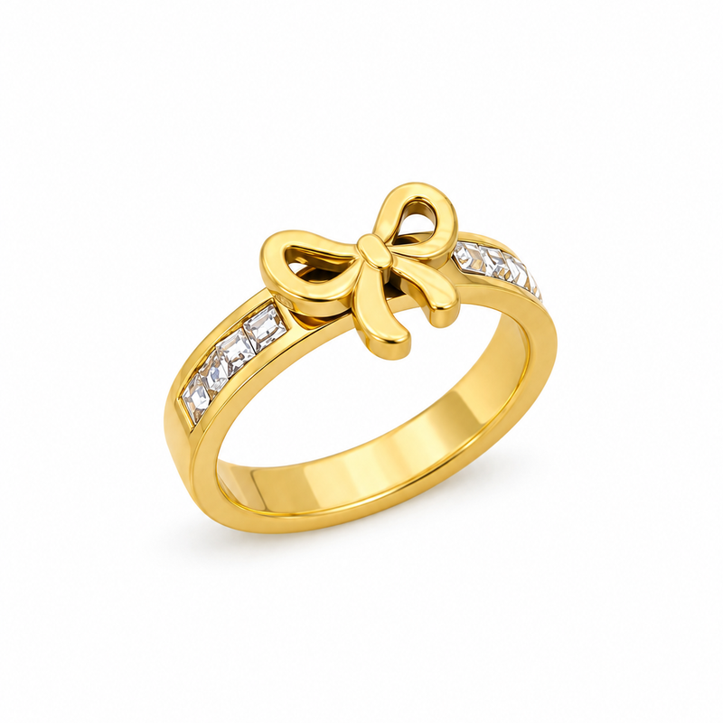 Bow Pavé Ring - 18K Gold Plated Stainless Steel Jewelry