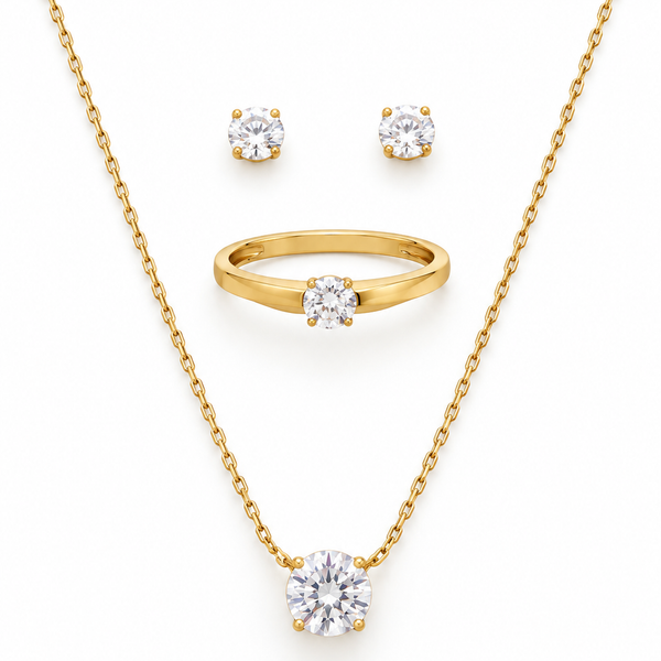 Eternal Sparkle 3-Piece Set — Necklace, Studs & Ring