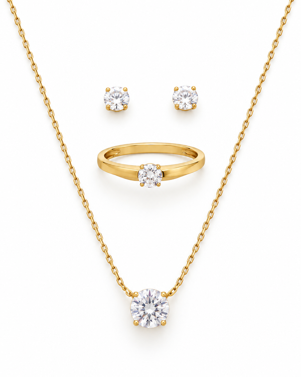 Eternal Sparkle 3-Piece Set — Necklace, Studs & Ring