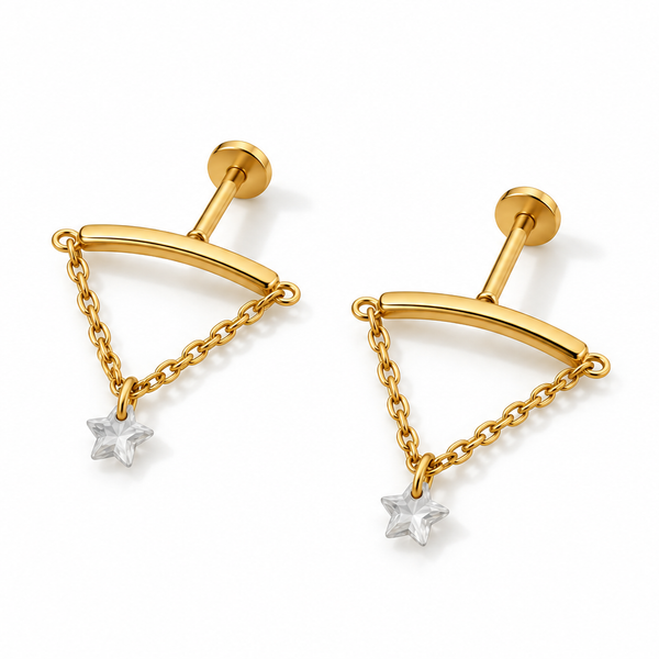 Star Charm Draped Bar Studs