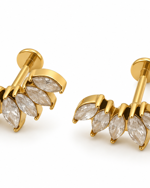 Marquise Crystal Leaf Ear Climbers