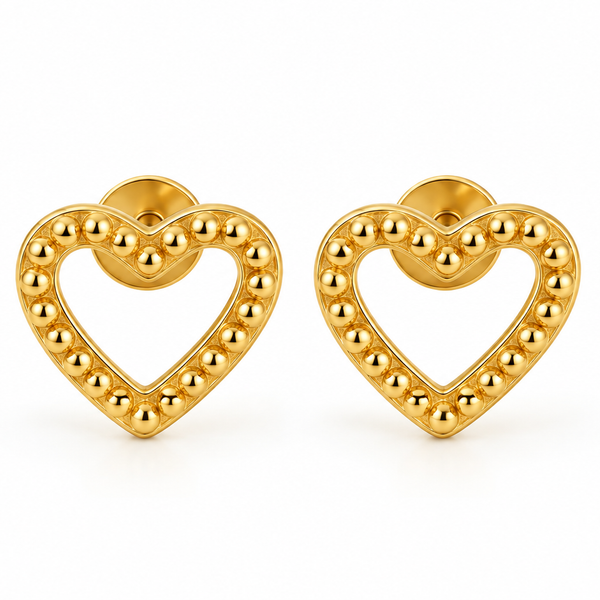 Beaded Heart Stud Earrings