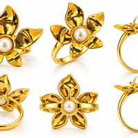 Blossom Pearl Flower Ring (Adjustable) - view 2