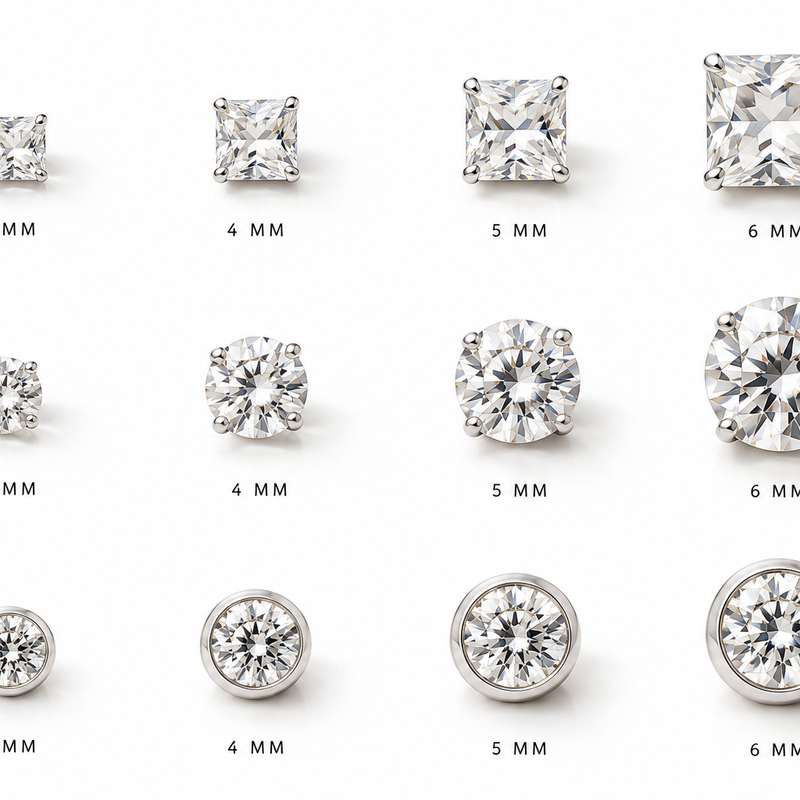 Magnetic Solitaire Stud Earrings - 18K Gold Plated Stainless Steel Jewelry