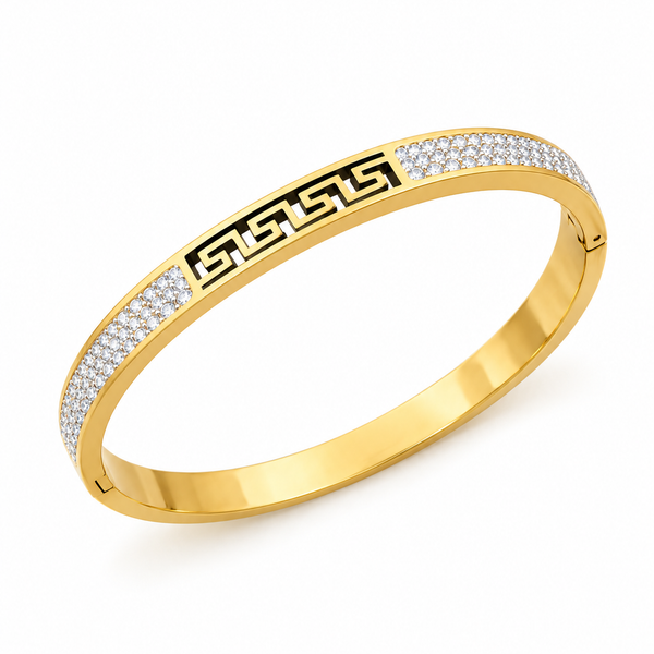 Greek Key Crystal Bangle