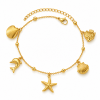Gold Ocean Charm Anklet - view 1