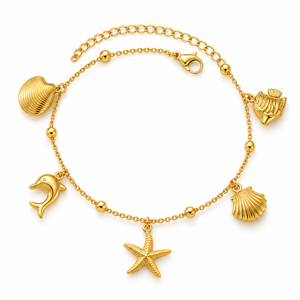 Gold Ocean Charm Anklet