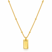 Gold Rectangle Bar Tag Pendant Necklace - view 1