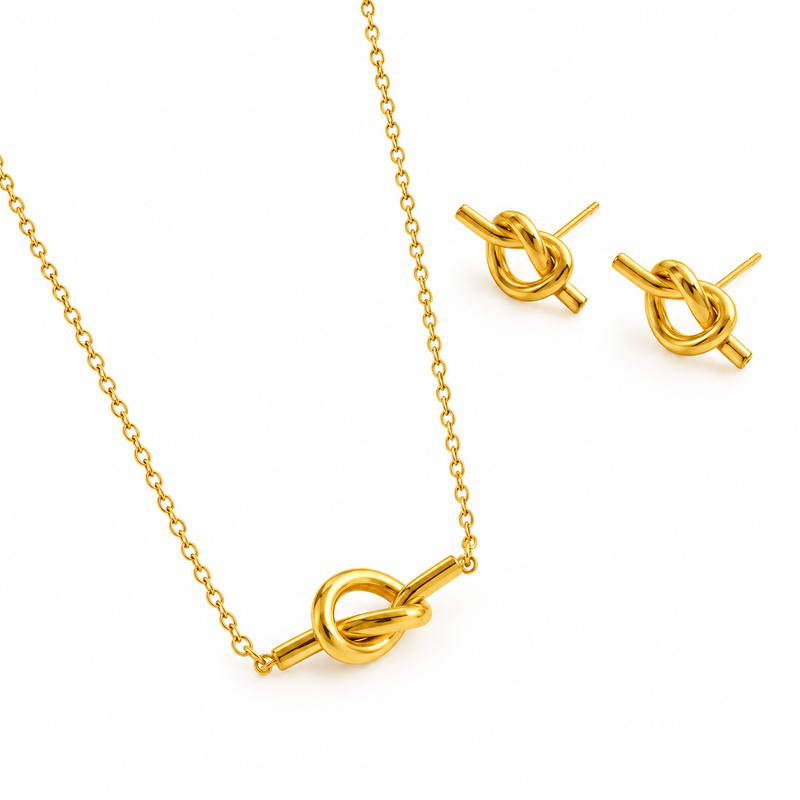 Knot Duo Set - 18K Gold Plated Stainless Steel Jewelry