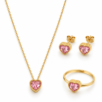 Crystal Heart Jewelry Set — Pink - view 1