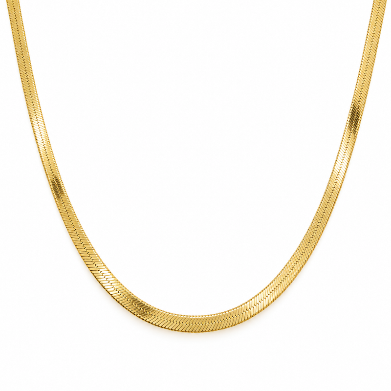 Herringbone Necklace - 18K Gold Plated Stainless Steel Jewelry