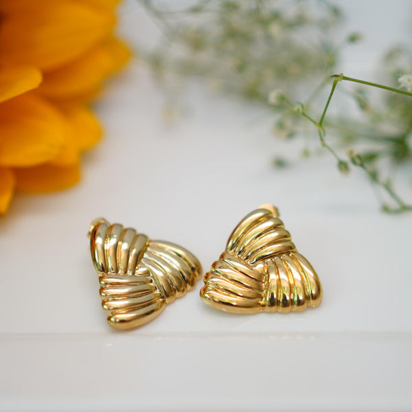 Ridge Bow Stud Earrings