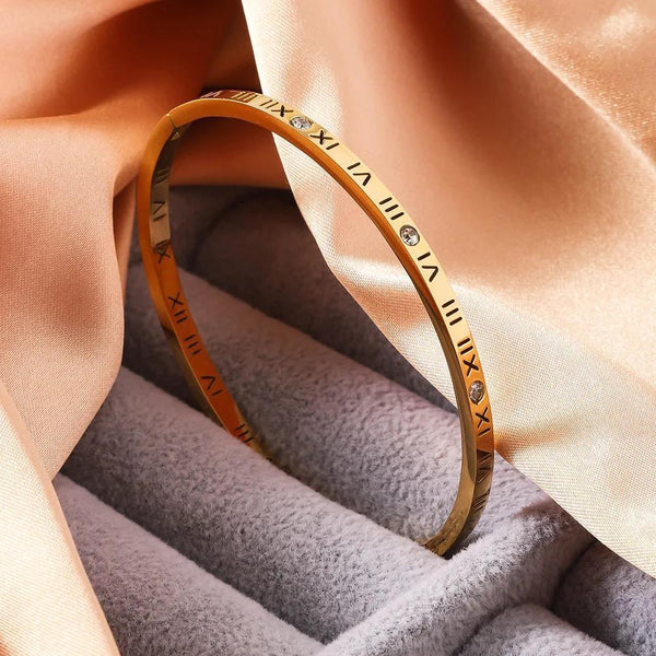 Roman Numeral Crystal Bangle