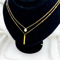 Layered Teardrop & Bar Necklace - view 3