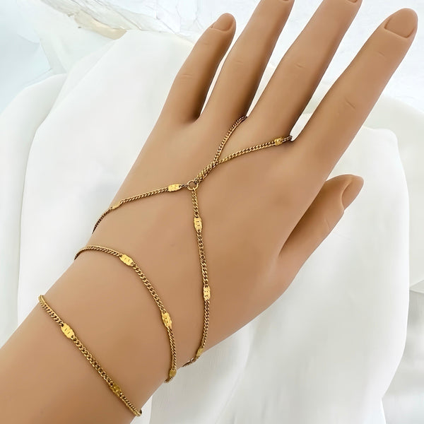 Beaded Curb Hand Chain Ringlet