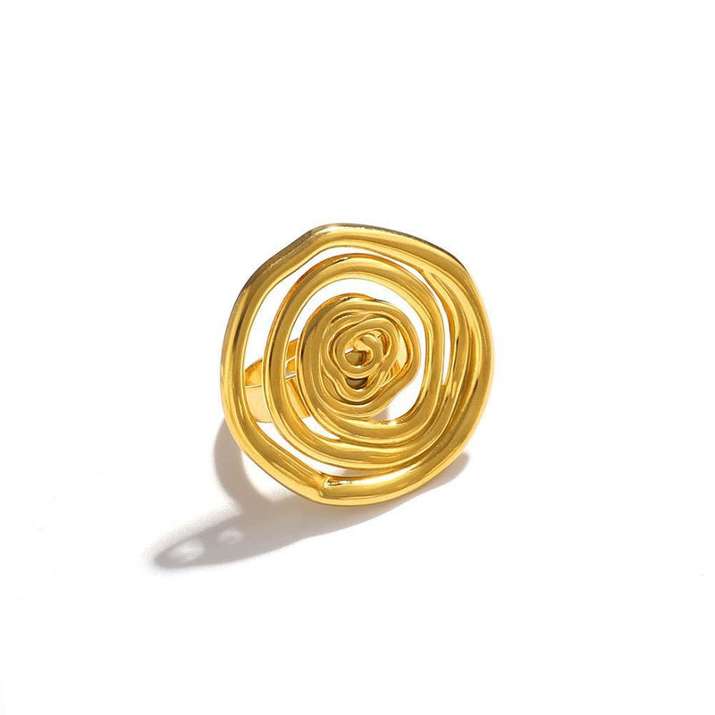Golden Swirl Statement Ring - 18K Gold Plated Stainless Steel Jewelry