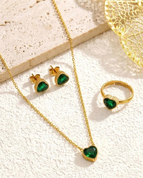 Crystal Heart Jewelry Set