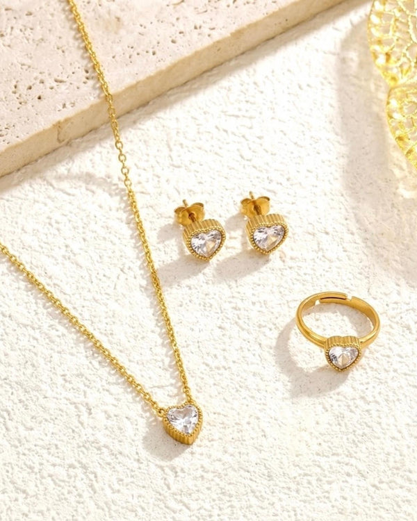 Crystal Heart Jewelry Set