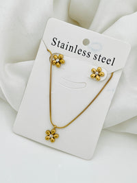 Gold Daisy Flower Necklace & Earrings Set - view 3