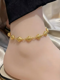 Gold Twisted Bead Anklet - view 2