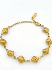 Gold Twisted Bead Anklet - view 1