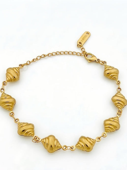Gold Twisted Bead Anklet - 18K gold-plated stainless steel jewelry