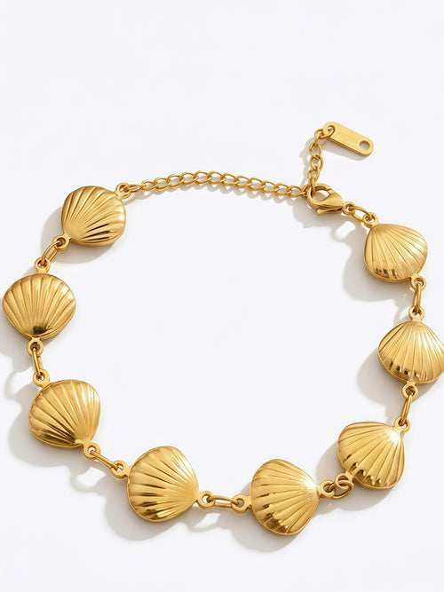 Gold Seashell Chain Anklet - 18K gold-plated stainless steel jewelry