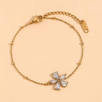 Crystal Flower Charm Satellite Chain Bracelet - view 3