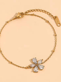 Crystal Flower Charm Satellite Chain Bracelet - view 3