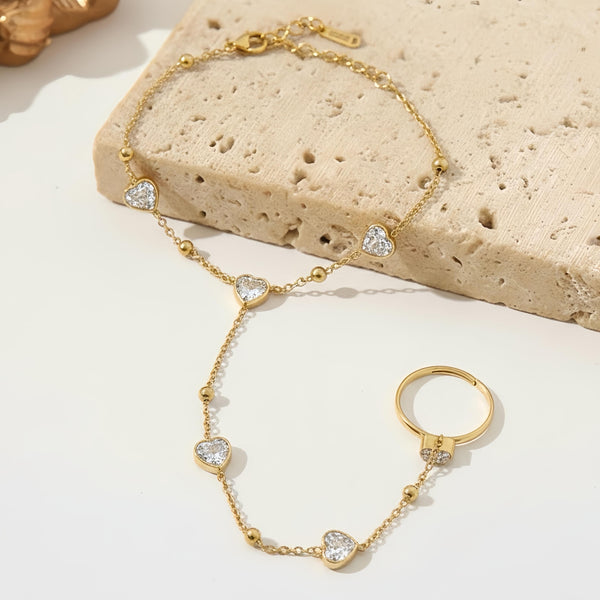 Heart Crystal Hand Chain Ringlet