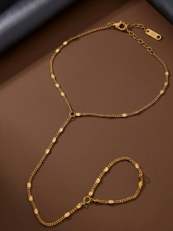 Gold Disc Station Hand Chain Ringlet