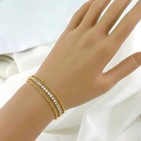 Triple Layer Crystal Tennis & Bead Chain Bracelet - view 5