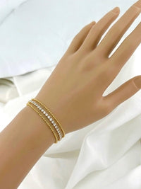Triple Layer Crystal Tennis & Bead Chain Bracelet - view 5