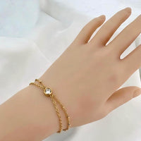 Double Chain Single Bezel Crystal Bracelet - view 2
