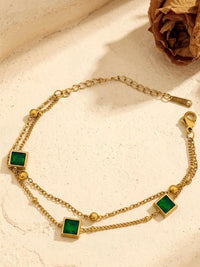 Double Layer Square Crystal Station Bracelet - view 1