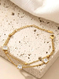 Double Layer Square Crystal Station Bracelet - view 3
