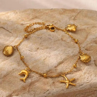 Gold Ocean Charm Anklet - view 4
