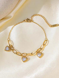 Triple Heart Charm Paperclip Bracelet - view 1