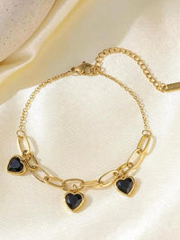 Triple Heart Charm Paperclip Bracelet - view 2