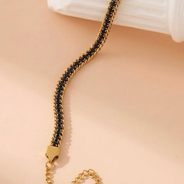 Crystal Tennis Chain Bracelet — Jet Black