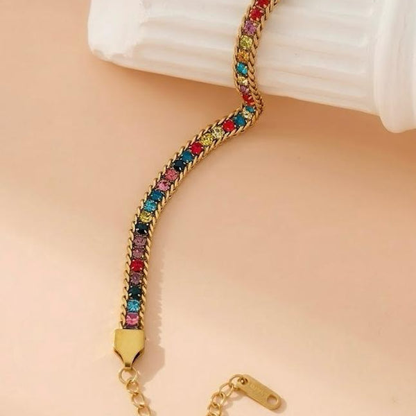 Crystal Tennis Chain Bracelet — Rainbow