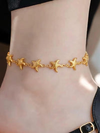 Gold Starfish Link Chain Anklet - view 3